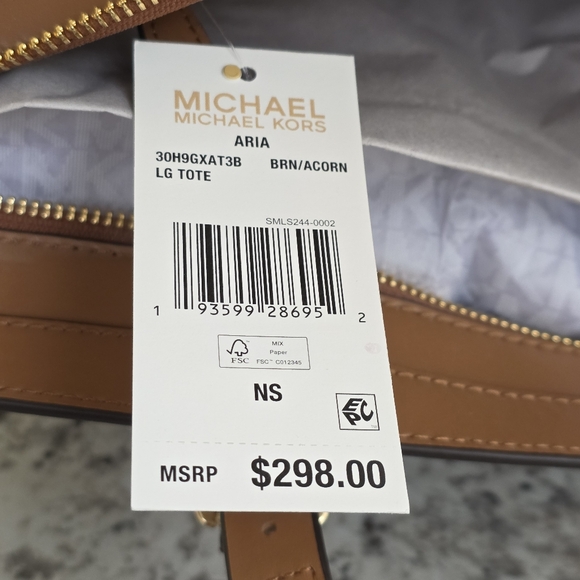 Michael Kors Aria Large Brown Logo Tote Bag - Picture 8 of 11